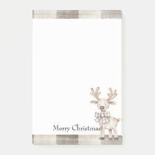 Post-it® Crème Tan biologique Plaid Stripes Christmas Reind