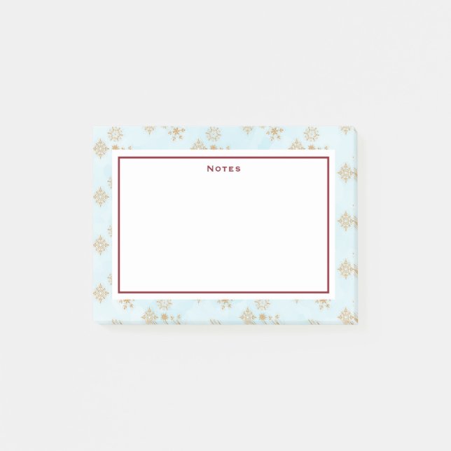 Post-it® Cristaux de flocon doré sur Noël bleu gelé (Devant)