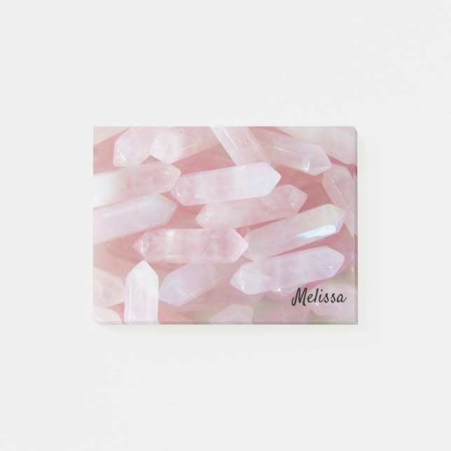 Post-it® Cristaux de Quartz Rose Personnaliser Nom (Devant)