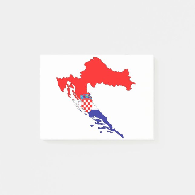 Post-it® Croatie Carte Pays Frontières Pays Drapeaux Pays. (Devant)