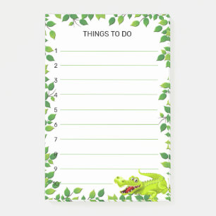 Post-it® Crocodile heureux mignon avec cadre de feuille Cho