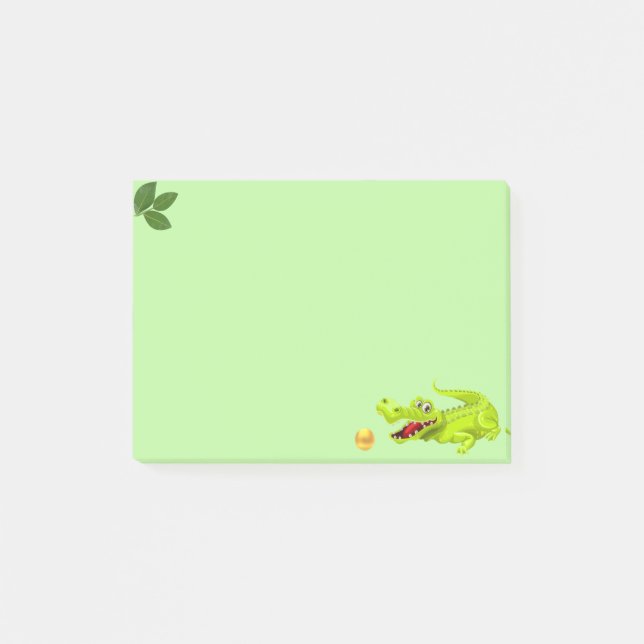 Post-it® Crocodile mignon et feuilles de laurier sur fond v (Devant)