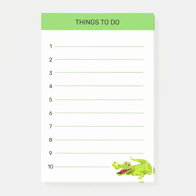 Post-it® Crocodile mignon et heureux Choses à faire sur fon (Devant)