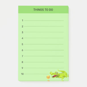 Post-it® Crocodile mignon heureux Choses à faire sur vert c
