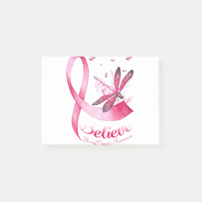Post-it® Croire Dragonfly Pink Ribbon Cancer du sein (Devant)