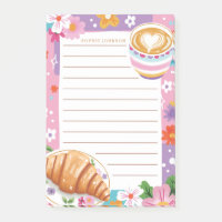 Croissant Café Mignon Fleurs Violettes Floral Fémi