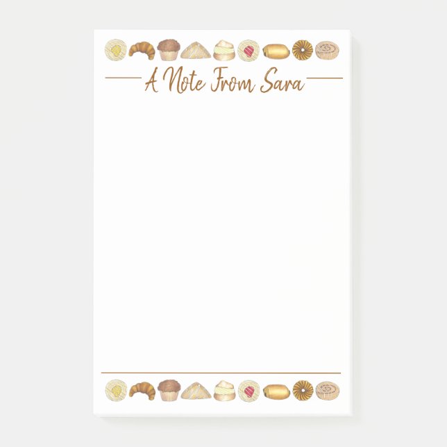 Post-it® Croissant en plateau de pâtisserie Danois Muffin (Devant)