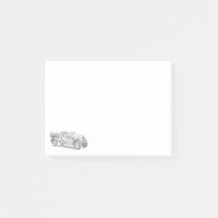 Post-it® croquis au crayon de camion de pompiers vintage de