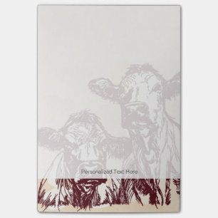 Post-it® Croquis d'aspiration de main de deux vaches et cru