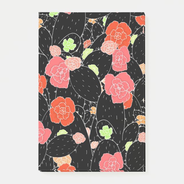 Post-it® Croquis de fleurs de cactus roses (Devant)