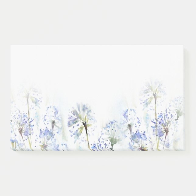 Post-it® Croquis en aquarelle des fleurs d'été bleues (Devant)