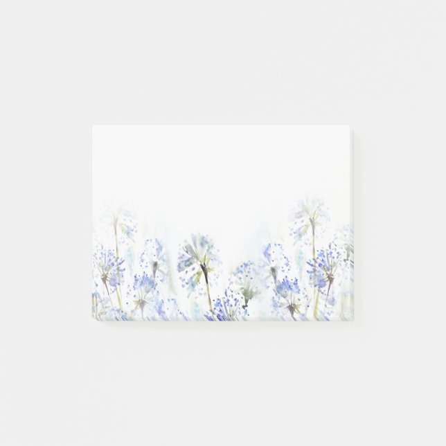 Post-it® Croquis en aquarelle des fleurs d'été bleues (Devant)