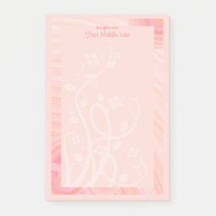 Post-it® Cuisine Pastel Peach Peach Pink Spirals Vines Flou