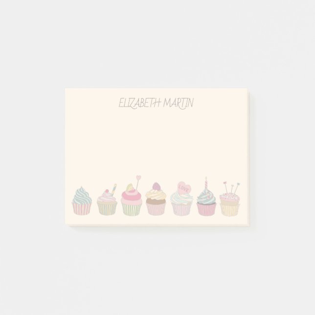 Post-it® Cupcakes et nom (Devant)