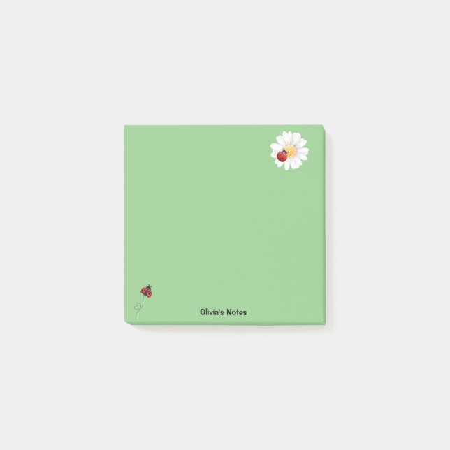 Post-it® Curte Ladybug Flower gradient Nom personnalisé (Devant)