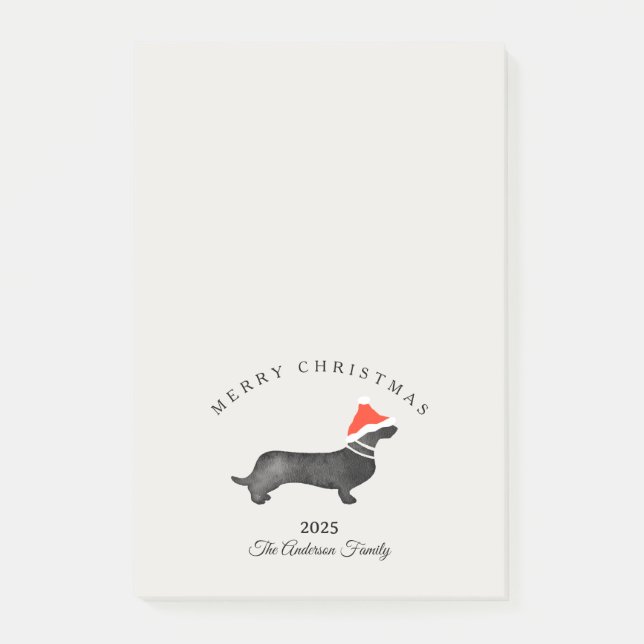 Post-it® Custom Christmas red gray santa dachsund (Devant)