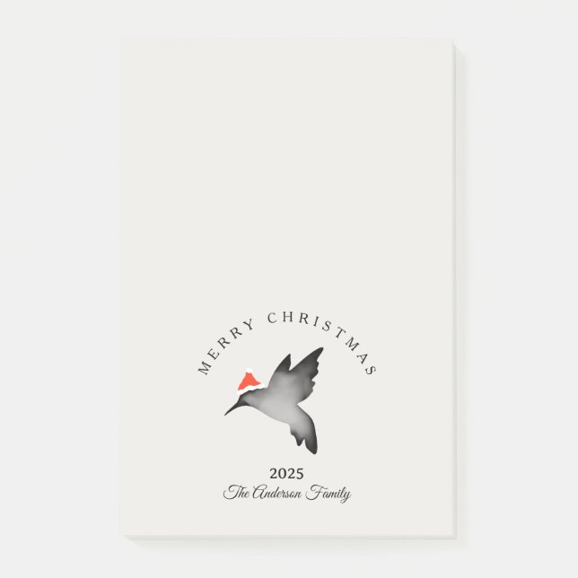 Post-it® Custom Christmas red gray santa hummingbird (Devant)