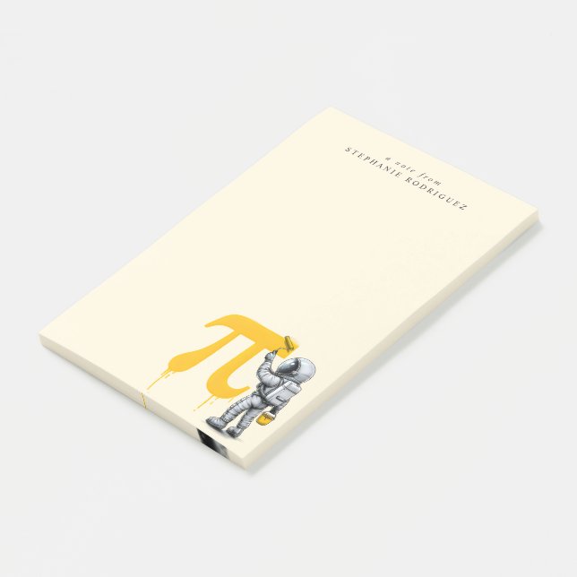 Post-it® Custom Cool Astronaut Painting Pi Symbol Pi Day  (Incliné)