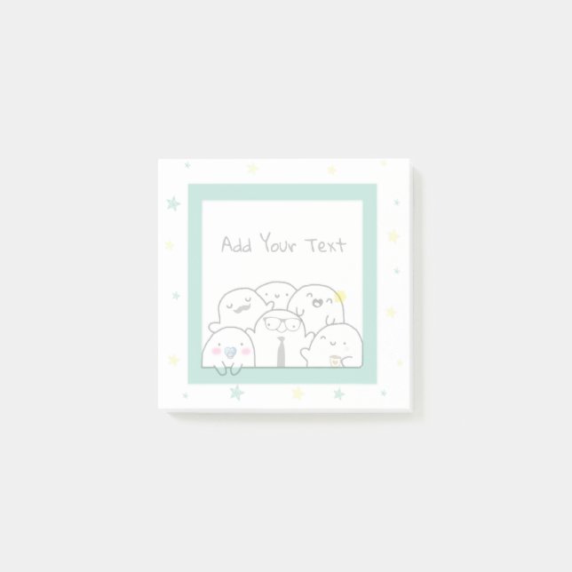 Post-it® Custom Cute Ghost Family Girly Green Design (Devant)