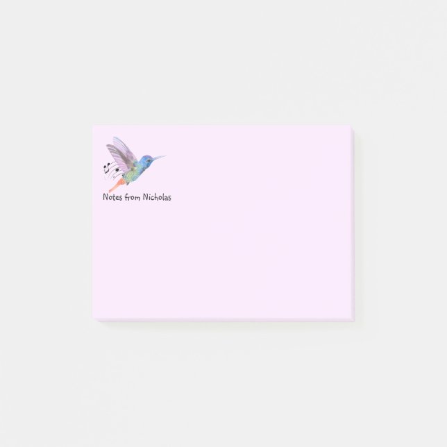 Post-it® Custom Name Fun Hummingbird Bird Nature Art (Devant)