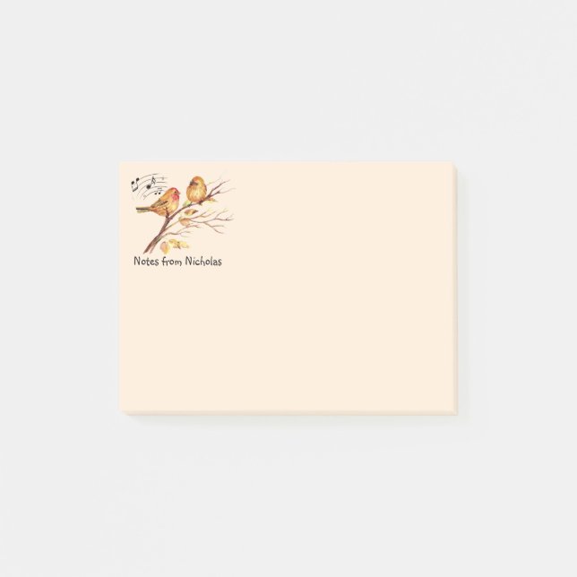 Post-it® Custom Name Fun Sparrow Bird Nature Art (Devant)