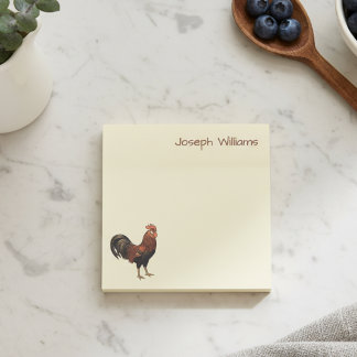Post-it® Custom Name with Vintage Rooster Art Sticky Notes