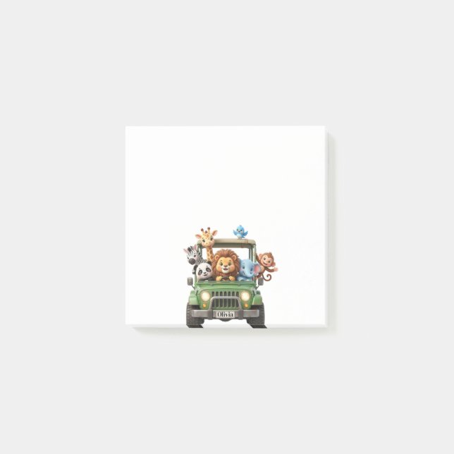 Post-it® Custom Safari Adventure Jungle Jeep Sticky Notes (Devant)