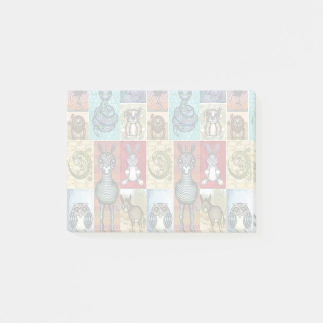 Post-it® Cute Animal Collage Folk Art Design (Devant)