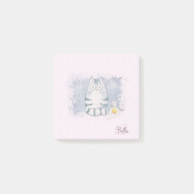 Post-it® Cute animal drôle Chat rose  (Devant)