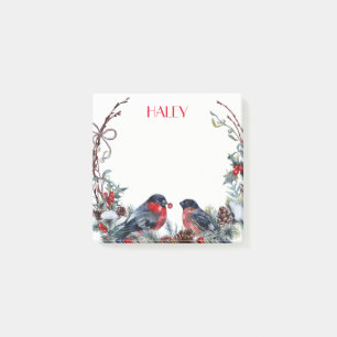Post-it® Cute aquarelle Bullfinies Wreath