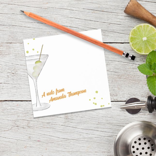 Post-it® Cute Aquarelle Martini Cocktail sur mesure (Cute watercolor custom martini cocktail post it notes)