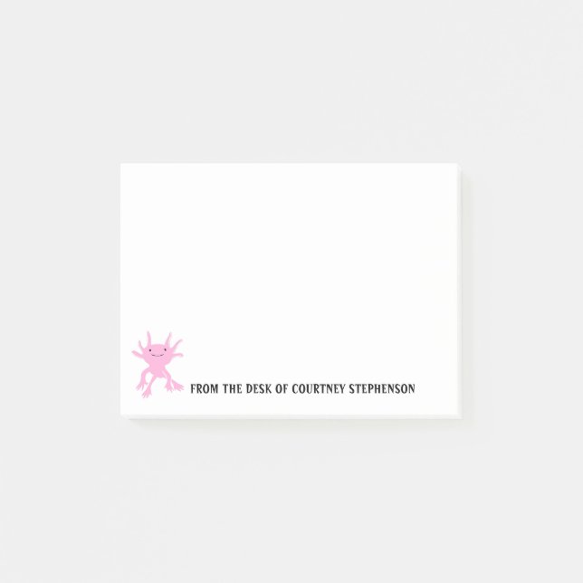 Post-it® Cute Axolotl Salamander rose Personnalisée (Devant)