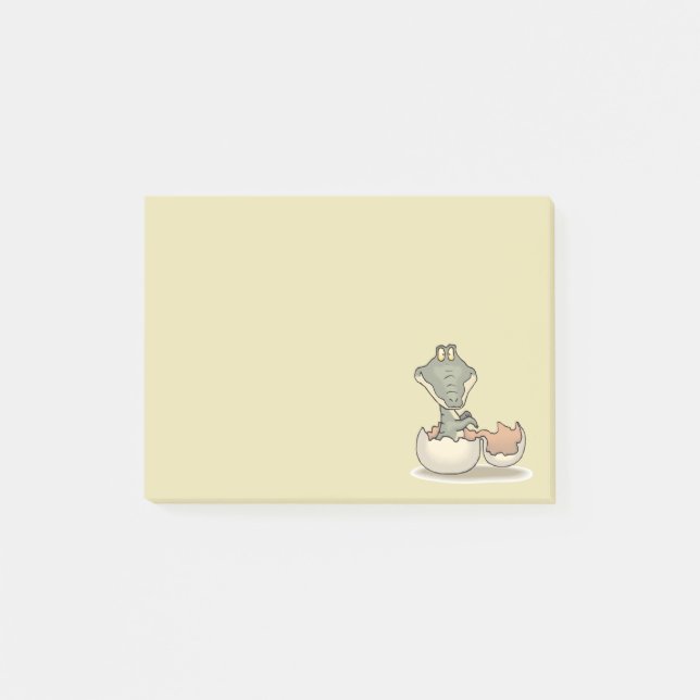 Post-it® Cute Baby Alligator Cartoon Hatching from Eggshell (Devant)
