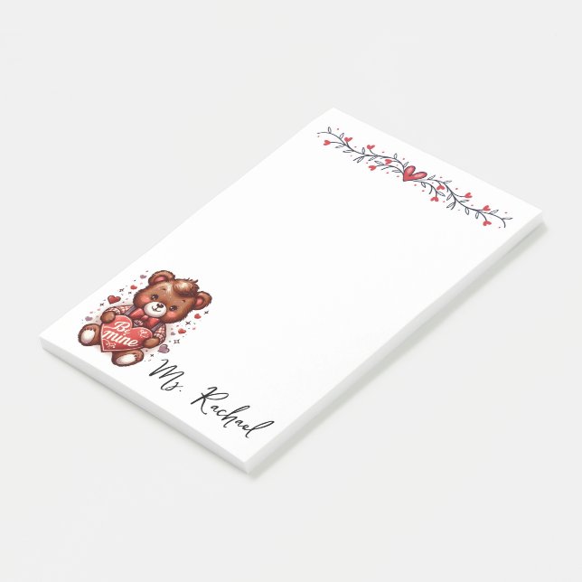 Post-it® Cute Be Mine Bear Valentines Personnalisées (Incliné)