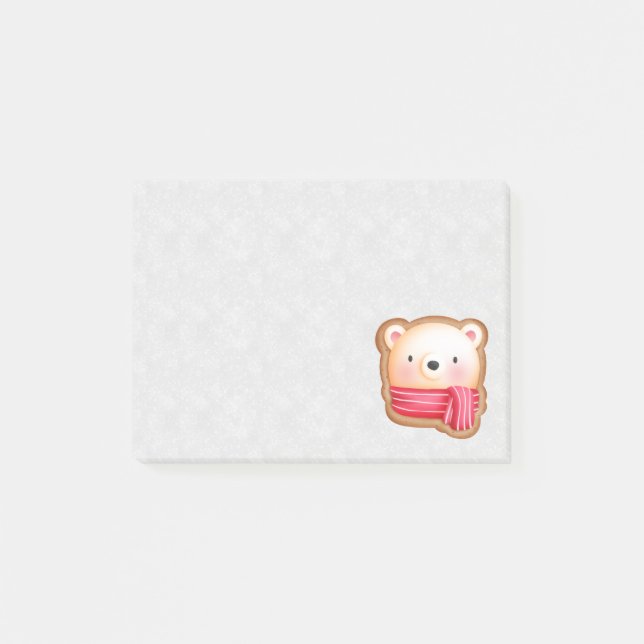 Post-it® Cute Bear Face Red Scarf et Rosy Cheeks Christmas (Devant)
