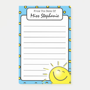 Post-it® Cute Bleu Soleil Smile Face De L'Enseignant