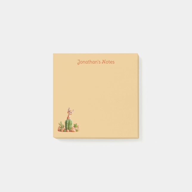 Post-it® Cute Bobcat sur cactus (Devant)