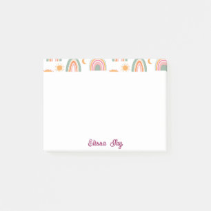 Post-it® Cute Boho Rainbow Motif Nom personnalisé