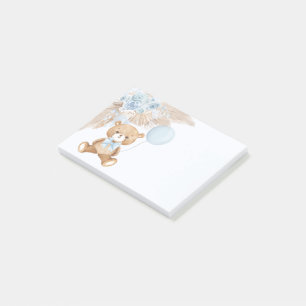 Post-it® Cute Boho Teddy Bear Pastel Blue Balloon