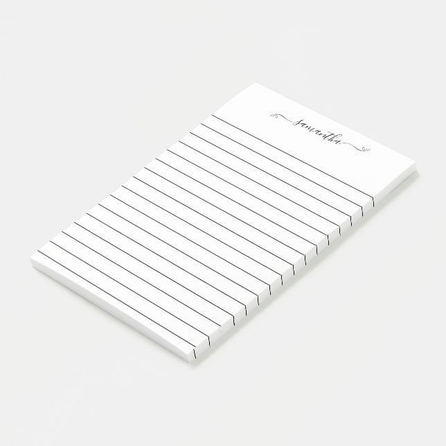 Post-it® Cute Bow Signature Name Black Line White (Incliné)