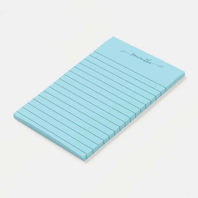 Post-it® Cute Bow Signature Name Dark Teal Lines (Incliné)