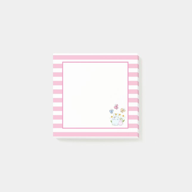 Post-it® Cute Bunnies avec marguerites de printemps et papi (Devant)