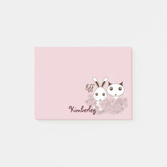 Post-it® Cute Bunny Kitten Animal Amis Filles roses Enfants (Devant)