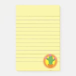 Post-it® Cute Cactus Cartoon Avec Fleurs Roses