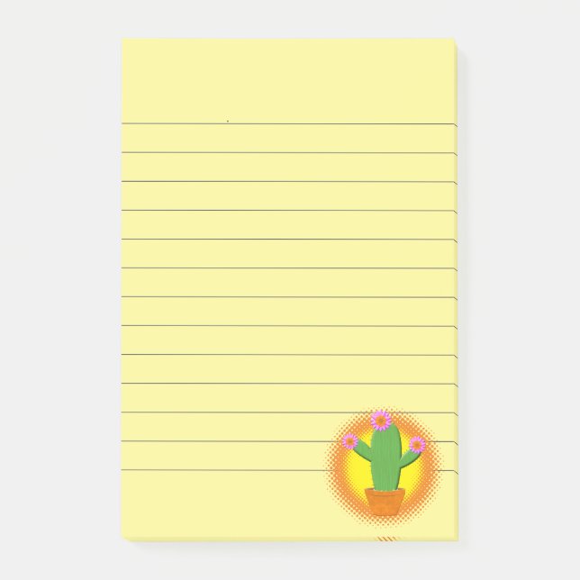 Post-it® Cute Cactus Cartoon Avec Fleurs Roses (Devant)