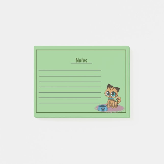 Post-it® Cute Chat avec lignes Post-it Notes (Devant)