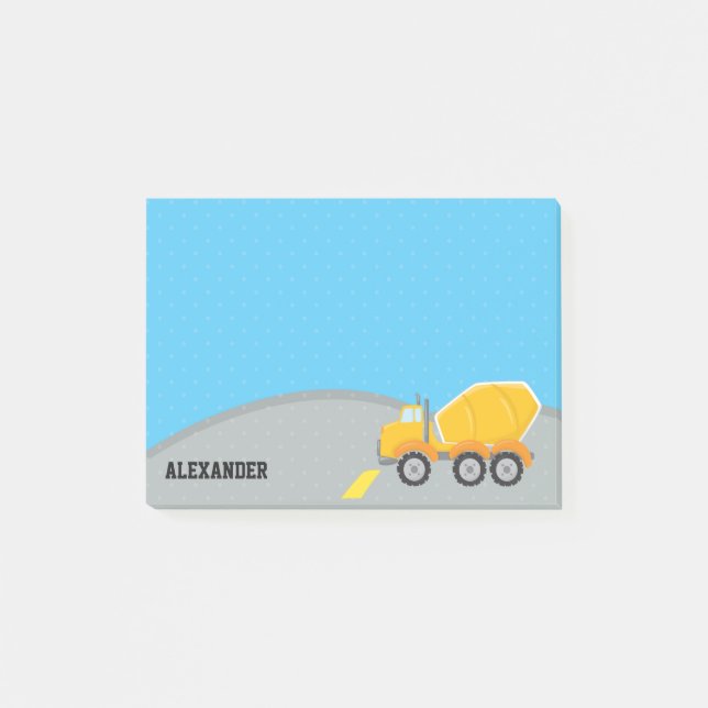 Post-it® Cute Construction Cement Mixer Camion Véhicules Ga (Devant)