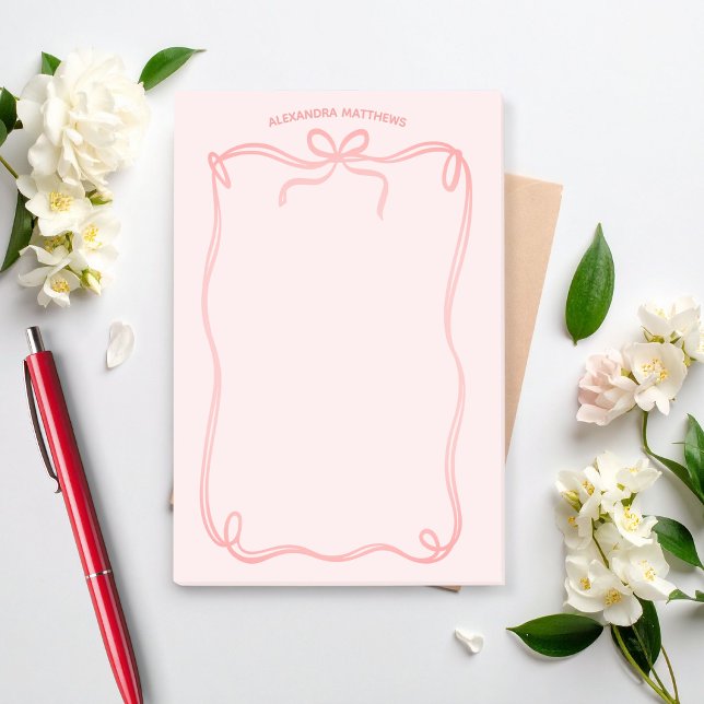 Post-it® Cute Coquette Bow and Ribbon Custom Name (Créateur téléchargé)
