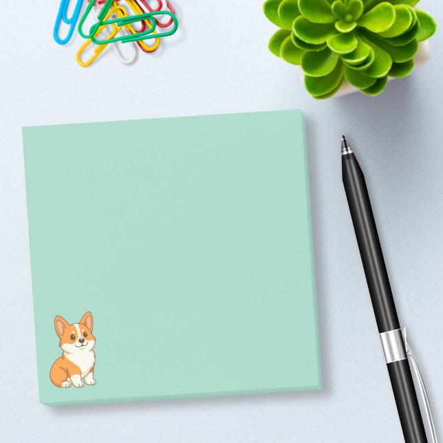 Post-it® Cute Corgi Dog Green (Créateur téléchargé)