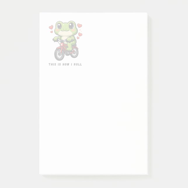 Post-it® Cute Cycling Frog | Kawaii Frog Bicycle Art (Devant)